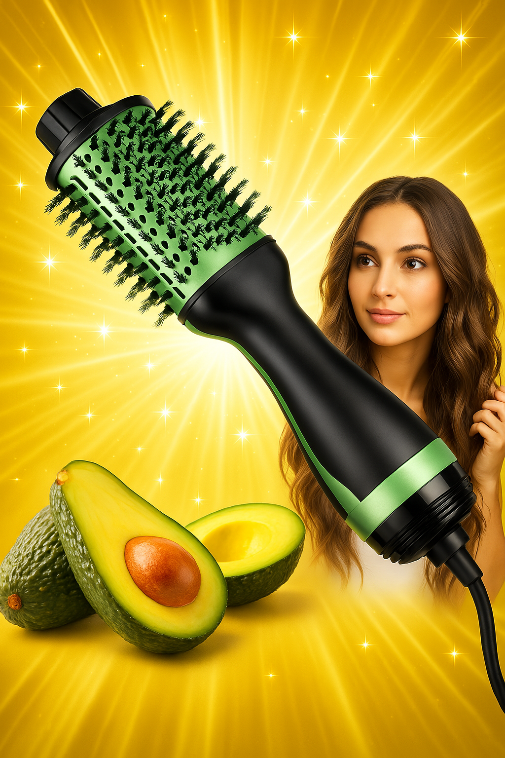 ¡Cepillo Secador Alisador Keratina Aguacate!